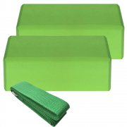 2er Eva Yoga Bl&ouml;cke+1er Baumwoll Yoga Gurt f&uuml;r Yoga Pilates Meditation