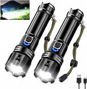 2er Pack Glarylight Aufladbare LED Taschenlampen 250000 Lumen mit 5 Licht-Modi