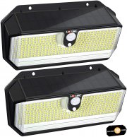 2er Pack HOTIME 282 LEDs Outdoor Solarlampen 3 Modi mit Bewegungsmelder