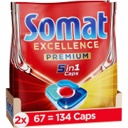 2er Pack mit 134 Somat Excellence Premium 5in1 Sp&uuml;lmaschinentabs mit Extra Boost