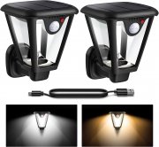 2er-Pack SNOILITE Solar-Wandleuchten mit 8 Beleuchtungsmodi und 2 Farben