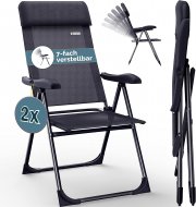 2er Set Casaria 7-Fach verstellbare Alu Gartenst&uuml;hle mit hoher R&uuml;ckenlehne und Liegefunktion
