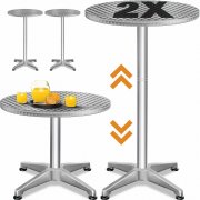 2er-Set Casaria Stehtisch &Oslash; 60cm h&ouml;henverstellbar Aluminium silber