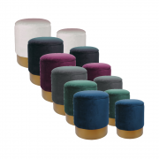 2er Set Polsterhocker Pouf Hocker rund Samtbezug in 6 Farben