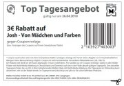 3 Euro Rabatt auf die CD "Von M&auml;dchen und Farben" von Josh &ndash; nur heute bei M&uuml;ller (online+vor Ort) 