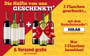 3 Flaschen gratis+ kostenloser Versand (ab 18 FL.) bei Weinvorteil