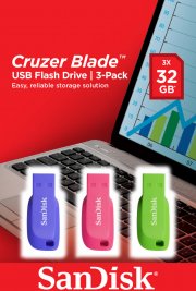 3 mal 32 GB SanDisk Cruzer Blade USB-Sticks