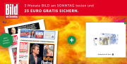 3 Monate BILD am SONNTAG (13 Ausgaben) f&uuml;r nur 27,60 Euro + 25 Euro Geldpr&auml;mie