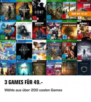 3 Spiele f&uuml;r PS4, Xbox One, PC, oder Nintendo f&uuml;r nur 49 Euro