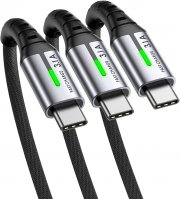 3 St&uuml;ck 0,5+2+2m INIU USB C Schnellladekabel mit LED-Anzeige