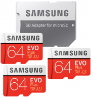 3 St&uuml;ck Samsung microSDXC EVO Plus 64GB Speicherkarten
