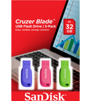 3 St&uuml;ck SANDISK Cruzer Blade USB-Sticks mit je 32 GB