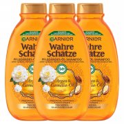 3 x 250 ml Garnier Wahre Sch&auml;tze Pflegendes &Ouml;l-Shampoo mit Argan- & Camelia-&Ouml;l