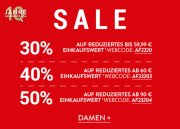 30%, 40% oder sogar 50% Extra-Rabatt auf alle bereits reduzierten Sale-Artikel im Adler Shop