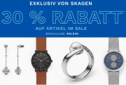 30% Extra-Rabatt auf alle bereits reduzierten Artikel im Sale im Skagen Shop