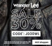 30% Extra-Rabatt auf alles von Wrangler & Lee bei Jeans Direct