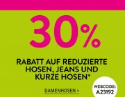 30% on top auf reduzierte Hosen, Jeans und kurze Hosen bei Adler
