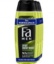 3er Pack Fa Men 3in1 K&ouml;rper, Haar & Gesicht Duschgel Sport Energy Boost