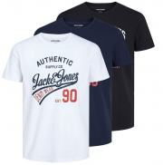 3er-Pack Jack & Jones Male Logo Rundhals T-Shirts 100% Baumwolle