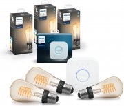 3er Pack Philips Hue White Filament E27 LED Kolben + Hue Bridge steuerbar via App und Amazon Alexa