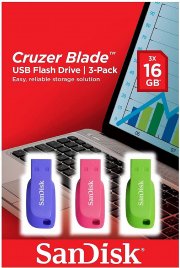 3er Pack SANDISK Cruzer Blade USB 2.0 Sticks mit jeweils 16 GB