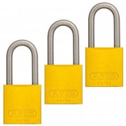 3x Abus 72LL/40 Vorhangschl&ouml;sser Aluminium gelb