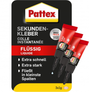 3x1g Pattex Mini Trio sp&uuml;lmaschinenfester und schnelltrocknender Sekundenkleber 