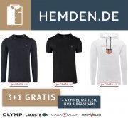 4 f&uuml;r 3 Aktion: 4 Artikel kaufen und nur 3 bezahlen bei Hemden.de