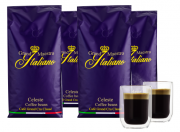 4 kg Grand Maestro Italiano Celeste Kaffeebohnen + 2 doppelwandige Kaffeegl&auml;ser