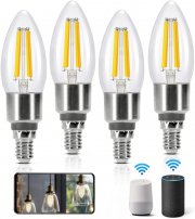 4 St&uuml;ck Aigostar E14 LED Edison Gl&uuml;hbirnen mit App, Alexa und Google Steuerung
