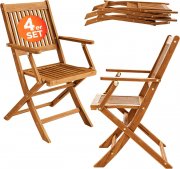 4 St&uuml;ck Casaria Sydney Hochlehner Gartenst&uuml;hle klappbar aus zertifizierten Akazienholz