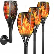 4 St&uuml;ck TVDQRAY LED Solarlampen mit Flammeneffekt mit Erdspie&szlig; oder zur Wandmontage