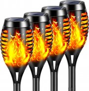 4 St&uuml;ck YAZEKY Solarlampen mit Flammeneffekt