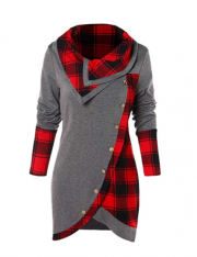 40% Rabatt Damen Lace Plaid Panel Top Blouse f&uuml;r 12,59 &euro; (statt 20,99 &euro;)