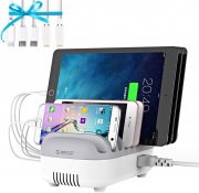 40W 5 Anschl&uuml;sse USB Smart Ladestation mit 5 Kabel, 5V/2.4A Dockingstation