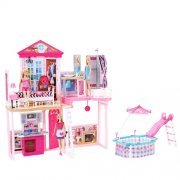Barbie Wohnhaus mit M&ouml;bel, Pool & 3 Barbie Puppen f&uuml;r nur 79,99 &euro;