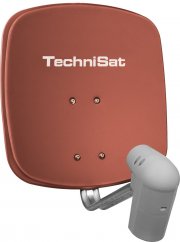 TechniSat Satman 45 SAT-Offset-Spiegel mit Wandhalterung und UNYSAT Twin-LNB rot 