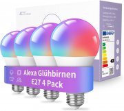 4er Pack HUTAKUZE Smart LED Lampen E27 mit App und Alexa/Google Sprachsteuerung