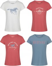 4er Pack MUSTANG Damen T-Shirts Rundhals Basic Slim Kurzarm Print