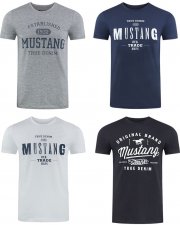 4er Pack Mustang Herren T-Shirts mit Frontprint und Rundhalsausschnitt