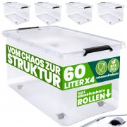 4er-Set 60 Liter Deuba Aufbewahrungsboxen 60x40x35cm