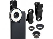4in1-Vorsatz-Linsen-Set mit Weitwinkel, Makro, Fischauge und LED-Ring nur 4,95&euro; (nur VSK)