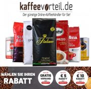 5 Euro bis 10 Euro Rabatt auf alle Kaffeesorten + kostenloser Versand bei Kaffeevorteil 