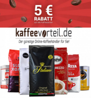 5 Euro Rabatt auf alle Kaffeesorten + kostenloser Versand bei Kaffeevorteil 