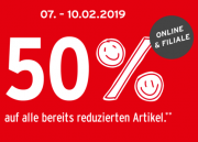 50% Extra-Rabatt On Top auf alle bereits reduzierten Artikel im Ernstings Family Shop