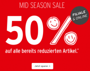 50% Extra-Rabatt On Top auf alle bereits reduzierten Artikel im Ernstings Family Shop
