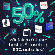 50% Rabatt auf Top-Deals zum Geburtstag z.B. waipu Perfect Plus mit Netflix oder Disney+ ab 9 &euro; mtl.