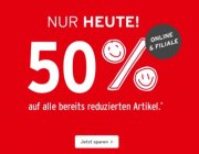 50% Rabatt auf alle bereits reduzierten Artikel
