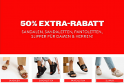 50% Rabatt auf alle Sandalen, Sandaletten, Pantoletten und Slipper f&uuml;r Damen und Herren bei Mirapodo