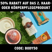 50% Rabatt auf das zweite Haar oder K&ouml;rperpflegeprodukt bei The Body Shop